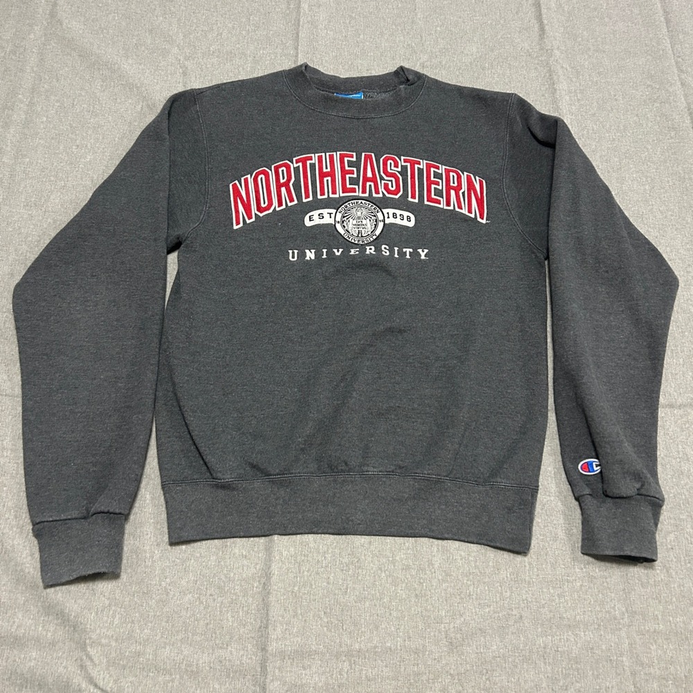 Champion Northeastern University Eco Fleece Sweatshirt Charcoal Grey XS Mens
